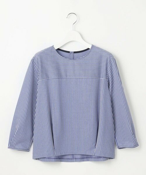【美品】プリーツプリーズ 長袖 クルーネック カットソー ストライプ F 美品】プリーツプリーズ 長袖 クルーネック カットソー