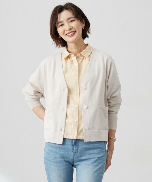 J.PRESS/ジェイプレス 【洗える】Cotton Acetate ドルマンスリーブ カーディガン ベージュ系 M J.PRESS/ジェイプレス 【洗える】Cotton Acetate ドルマンスリーブ カーディガン ベージュ系 M