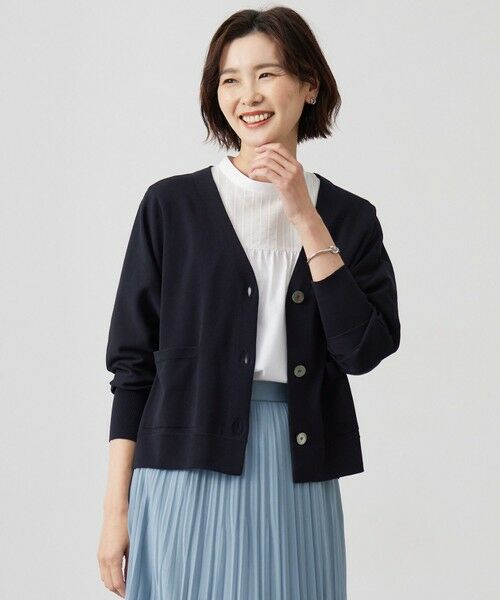 J.PRESS/ジェイプレス 【洗える】Cotton Acetate ドルマンスリーブ カーディガン ネイビー系 L J.PRESS/ジェイプレス 【洗える】Cotton Acetate ドルマンスリーブ カーディガン ネイビー系 L