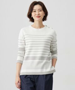 J.PRESS / ジェイプレス ニット・セーター | 【洗える】Cotton Acetate パネルボーダー プルオーバー ニット