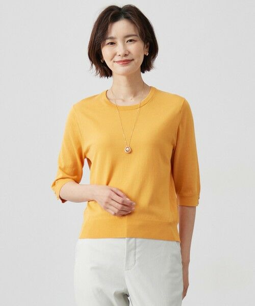 J.PRESS/ジェイプレス 【洗える】BASIC HT COTTON クールネック プルオーバー オレンジ系 M J.PRESS/ジェイプレス 【洗える】BASIC HT COTTON クールネック プルオーバー オレンジ系 M