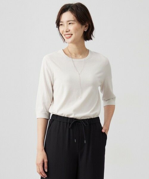 J.PRESS/ジェイプレス 【洗える】BASIC HT COTTON クールネック プルオーバー ベージュ系 L J.PRESS/ジェイプレス 【洗える】BASIC HT COTTON クールネック プルオーバー ベージュ系 L