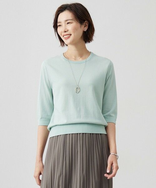 J.PRESS/ジェイプレス 【洗える】BASIC HT COTTON クールネック プルオーバー ミント系 L J.PRESS/ジェイプレス 【洗える】BASIC HT COTTON クールネック プルオーバー ミント系 L