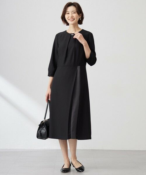 J.PRESS / ジェイプレス ロング・マキシ丈ワンピース | 【洗える】ストレッチバックサテンジョーゼット Aライン ワンピース | 詳細1