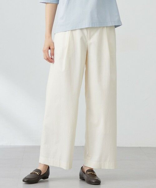 J.PRESS/ジェイプレス 【洗える】セルロースリネンストレッチ タックワイドパンツ ホワイト系 7 J.PRESS/ジェイプレス 【洗える】セルロースリネンストレッチ タックワイドパンツ ホワイト系 7