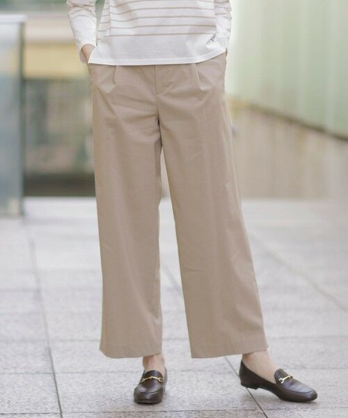 J.PRESS/ジェイプレス 【洗える】セルロースリネンストレッチ タックワイドパンツ ベージュ系 7 J.PRESS/ジェイプレス 【洗える】セルロースリネンストレッチ タックワイドパンツ ベージュ系 7
