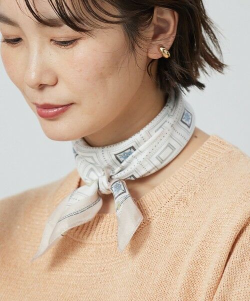 J.PRESS/ジェイプレス azulejoスクエアプリント スカーフ ベージュ系5 F J.PRESS/ジェイプレス azulejoスクエアプリント スカーフ ベージュ系5 F