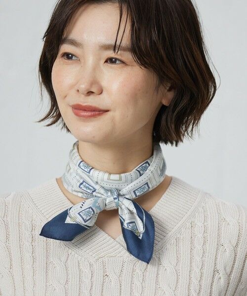J.PRESS/ジェイプレス azulejoスクエアプリント スカーフ ネイビー系5 F J.PRESS/ジェイプレス azulejoスクエアプリント スカーフ ネイビー系5 F