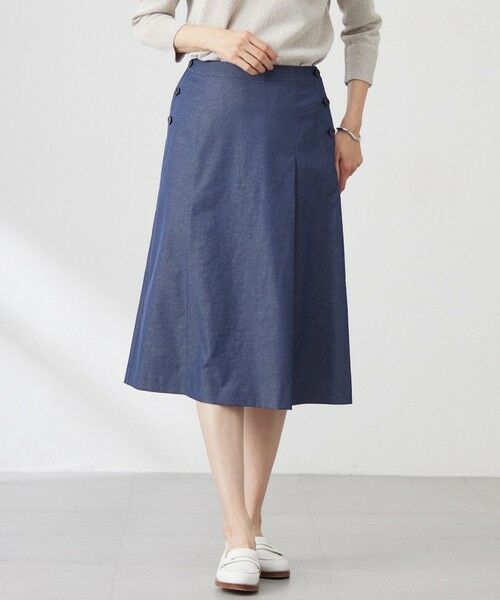 J.PRESS/ジェイプレス 【洗える】リネンツイル Aライン スカート ネイビーシャンブレー系 7 J.PRESS/ジェイプレス 【洗える】リネンツイル Aライン スカート ネイビーシャンブレー系 7