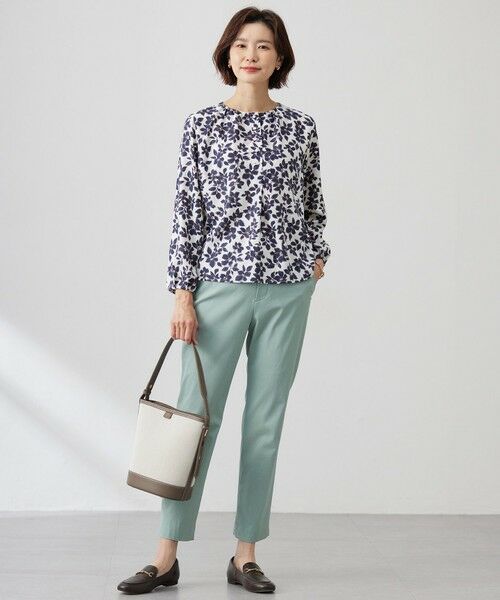 J.PRESS / ジェイプレス シャツ・ブラウス | 【洗える】スパンフラワープリント  ボートネック ブラウス | 詳細1