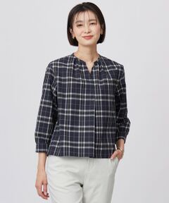 J.PRESS / ジェイプレス シャツ・ブラウス | 【洗える】コンパクトチェック スタンドカラー ブラウス