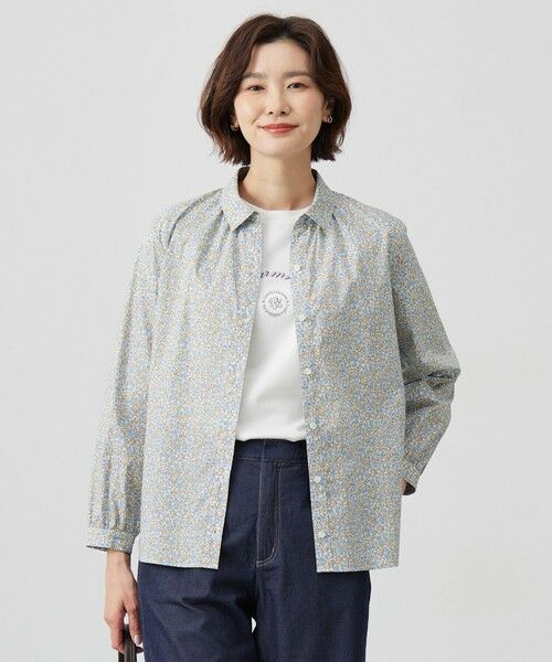 J.PRESS/ジェイプレス 【洗える】Liberty シャツカラー スキッパー ブラウス グリーン系 9 J.PRESS/ジェイプレス 【洗える】Liberty シャツカラー スキッパー ブラウス グリーン系 9