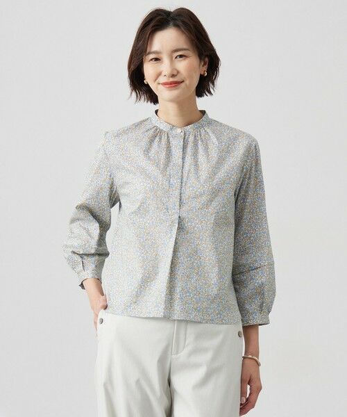 J.PRESS/ジェイプレス 【洗える】Liberty バンドカラー プルオーバー ブラウス グリーン系 11 J.PRESS/ジェイプレス 【洗える】Liberty バンドカラー プルオーバー ブラウス グリーン系 11