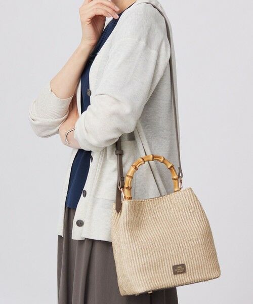 J.PRESS/ジェイプレス 2way バンブー カゴ バッグ ナチュラル×モカ系 F J.PRESS/ジェイプレス 2way バンブー カゴ バッグ ナチュラル×モカ系 F