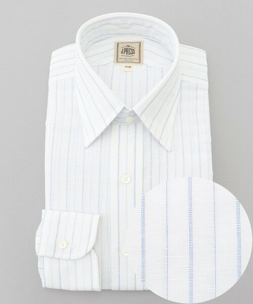 J.PRESS/ジェイプレス 【WEB・一部店舗限定】コットンリネンオルタネートストライプ シャツ / レギュラー サックスブルー系1 41-85 J.PRESS/ジェイプレス 【WEB・一部店舗限定】コットンリネンオルタネートストライプ シャツ / レギュラー サックスブルー系1 41-85