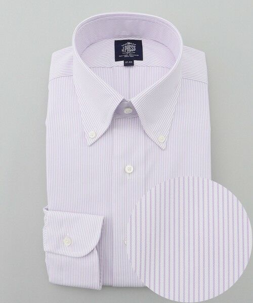 J.PRESS/ジェイプレス 【PREMIUM PLEATS / 形態安定】マイクロストライプ ドレスシャツ / B.D. ライラック系1 39-84 J.PRESS/ジェイプレス 【PREMIUM PLEATS / 形態安定】マイクロストライプ ドレスシャツ / B.D. ライラック系1 39-84