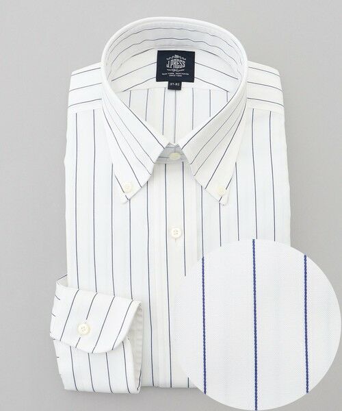 J.PRESS/ジェイプレス 【PREMIUM PLEATS / 形態安定】スーピマコットンボールドストライプ ドレスシャツ / B.D. ネイビー系2 41-85 J.PRESS/ジェイプレス 【PREMIUM PLEATS / 形態安定】スーピマコットンボールドストライプ ドレスシャツ / B.D. ネイビー系2 41-85