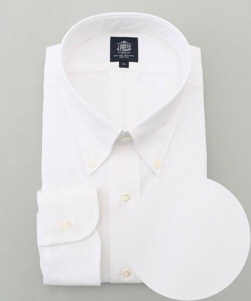 J.PRESS/ジェイプレス 【KING SIZE】【PREMIUM PLEATS / 形態安定】ピンオックス ドレスシャツ / B.D. ホワイト系 3L J.PRESS/ジェイプレス 【KING SIZE】【PREMIUM PLEATS / 形態安定】ピンオックス ドレスシャツ / B.D. ホワイト系 3L