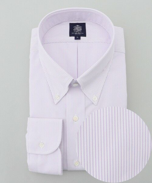 J.PRESS/ジェイプレス 【KING SIZE】【PREMIUM PLEATS / 形態安定】マイクロストライプ ドレスシャツ / B.D. ライラック系1 4L J.PRESS/ジェイプレス 【KING SIZE】【PREMIUM PLEATS / 形態安定】マイクロストライプ ドレスシャツ / B.D. ライラック系1 4L
