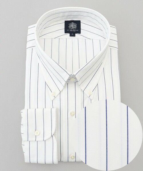 J.PRESS/ジェイプレス 【KING SIZE】【PREMIUM PLEATS / 形態安定】スーピマコットンボールドストライプ ドレスシャツ / B.D. ネイビー系2 2L J.PRESS/ジェイプレス 【KING SIZE】【PREMIUM PLEATS / 形態安定】スーピマコットンボールドストライプ ドレスシャツ / B.D. ネイビー系2 2L