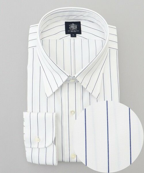J.PRESS/ジェイプレス 【KING SIZE】【PREMIUM PLEATS / 形態安定】スーピマコットンボールドストライプ ドレスシャツ / レギュラー ネイビー系2 5L J.PRESS/ジェイプレス 【KING SIZE】【PREMIUM PLEATS / 形態安定】スーピマコットンボールドストライプ ドレスシャツ / レギュラー ネイビー系2 5L