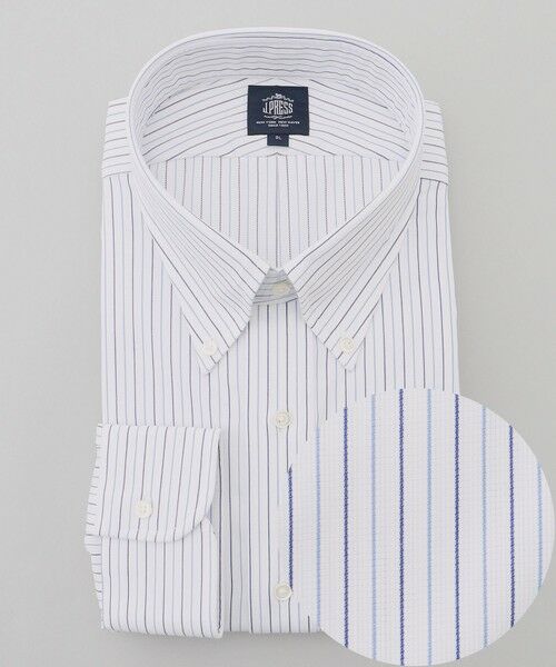 J.PRESS/ジェイプレス 【KING SIZE】【PREMIUM PLEATS / 形態安定】スーピマコットンパナマストライプ ドレスシャツ / B.D. サックスブルー系1 3L J.PRESS/ジェイプレス 【KING SIZE】【PREMIUM PLEATS / 形態安定】スーピマコットンパナマストライプ ドレスシャツ / B.D. サックスブルー系1 3L