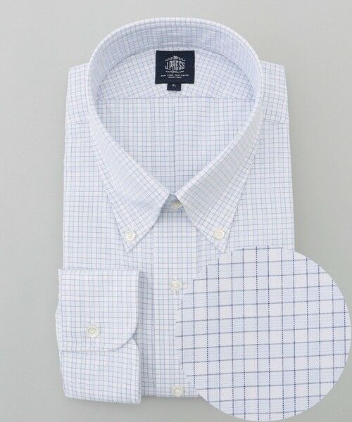 J.PRESS/ジェイプレス 【KING SIZE】【PREMIUM PLEATS / 形態安定】スーピマコットンファンシーチェック ドレスシャツ / B.D. サックスブルー系3 4L J.PRESS/ジェイプレス 【KING SIZE】【PREMIUM PLEATS / 形態安定】スーピマコットンファンシーチェック ドレスシャツ / B.D. サックスブルー系3 4L