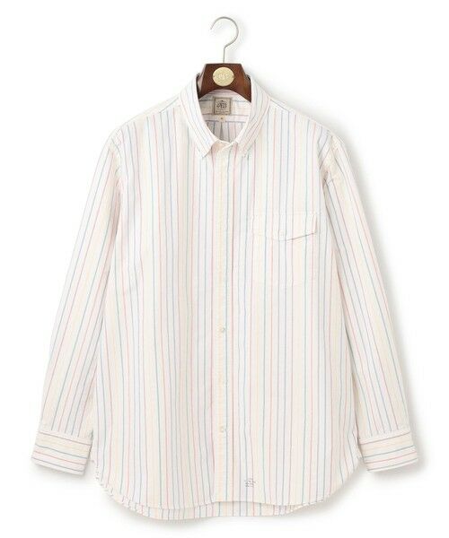 J.PRESS/ジェイプレス 【KING SIZE】コットンオックス マルチストライプ シャツ / ボタンダウン ホワイト系1 2L J.PRESS/ジェイプレス 【KING SIZE】コットンオックス マルチストライプ シャツ / ボタンダウン ホワイト系1 2L