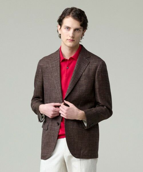 J.PRESS/ジェイプレス 【WEB・一部店舗限定】フレーキーシルクリネン ジャケット ブラウン系 M J.PRESS/ジェイプレス 【WEB・一部店舗限定】フレーキーシルクリネン ジャケット ブラウン系 M