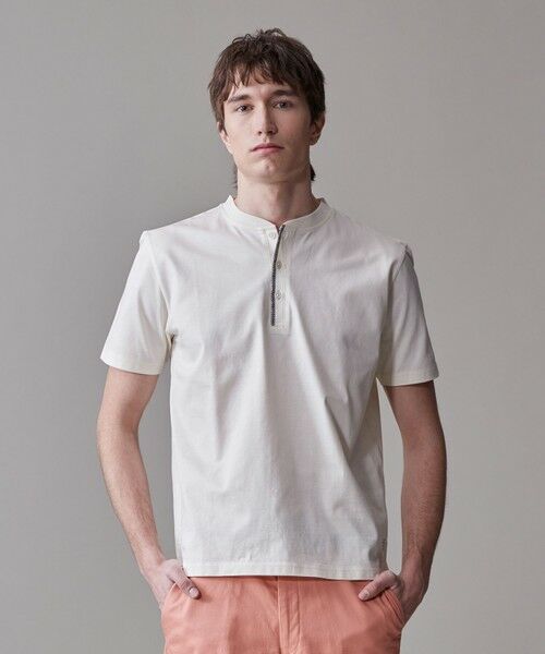 J.PRESS/ジェイプレス シルケット天竺ヘンリーネック Tシャツ アイボリー系 XL J.PRESS/ジェイプレス シルケット天竺ヘンリーネック Tシャツ アイボリー系 XL