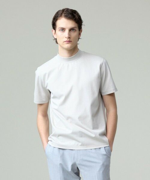 J.PRESS/ジェイプレス 【UVカット / 接触冷感 / 吸水速乾 / ビジネス対応】【J.PRESS PREMIUM JERSEY】ポンチモックネック Tシャツ ライトグレー系 XL J.PRESS/ジェイプレス 【UVカット / 接触冷感 / 吸水速乾 / ビジネス対応】【J.PRESS PREMIUM JERSEY】ポンチモックネック Tシャツ ライトグレー系 XL