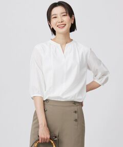 J.PRESS / ジェイプレス カットソー | 【洗える】コットンブレンドチェック バンドカラー カットソー