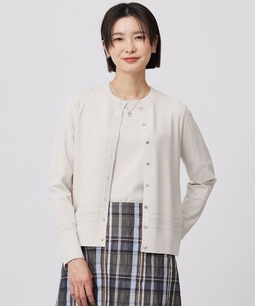 J.PRESS/ジェイプレス 【洗える】RAYON ELITE STRETCH クルーネック カーディガン ベージュ系 M J.PRESS/ジェイプレス 【洗える】RAYON ELITE STRETCH クルーネック カーディガン ベージュ系 M