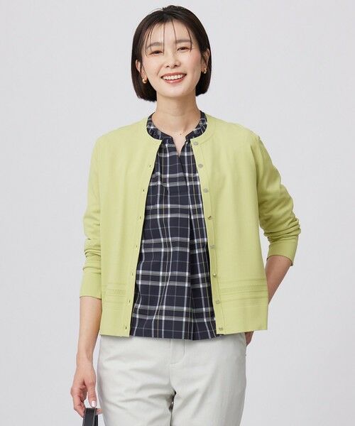 J.PRESS/ジェイプレス 【洗える】RAYON ELITE STRETCH クルーネック カーディガン ピスタチオ系 L J.PRESS/ジェイプレス 【洗える】RAYON ELITE STRETCH クルーネック カーディガン ピスタチオ系 L