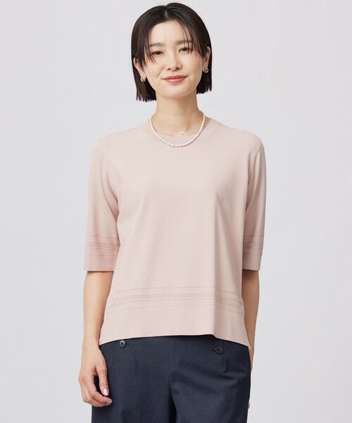 J.PRESS/ジェイプレス 【洗える】RAYON ELITE STRETCH クルーネック ニット ピンク系 M J.PRESS/ジェイプレス 【洗える】RAYON ELITE STRETCH クルーネック ニット ピンク系 M
