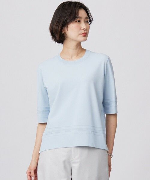 J.PRESS/ジェイプレス 【洗える】RAYON ELITE STRETCH クルーネック ニット サックス系 M J.PRESS/ジェイプレス 【洗える】RAYON ELITE STRETCH クルーネック ニット サックス系 M