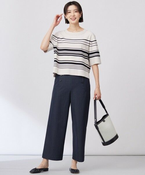 J.PRESS / ジェイプレス ニット・セーター | 【洗える】RAYON ELITE STRETCH ボーダー ニットT | 詳細3