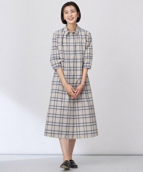 J.PRESS / ジェイプレス ミニ丈・ひざ丈ワンピース | 【洗える】コンパクトチェック シャツカラー ワンピース | 詳細1