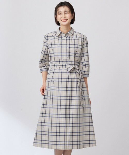 J.PRESS/ジェイプレス 【洗える】コンパクトチェック シャツカラー ワンピース ベージュチェック系 11 J.PRESS/ジェイプレス 【洗える】コンパクトチェック シャツカラー ワンピース ベージュチェック系 11