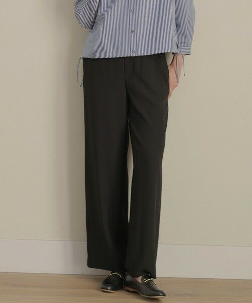 J.PRESS/ジェイプレス 【洗える】バックサテンジョーゼット リラックス パンツ ブラック系 11 J.PRESS/ジェイプレス 【洗える】バックサテンジョーゼット リラックス パンツ ブラック系 11