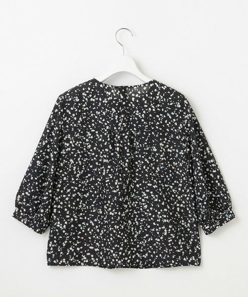 未使用級ジェイプレスJ.PRESS パネルフラワー洗えるブラウス　ネイビー trim_ofcrs_item09fd5cca085611e