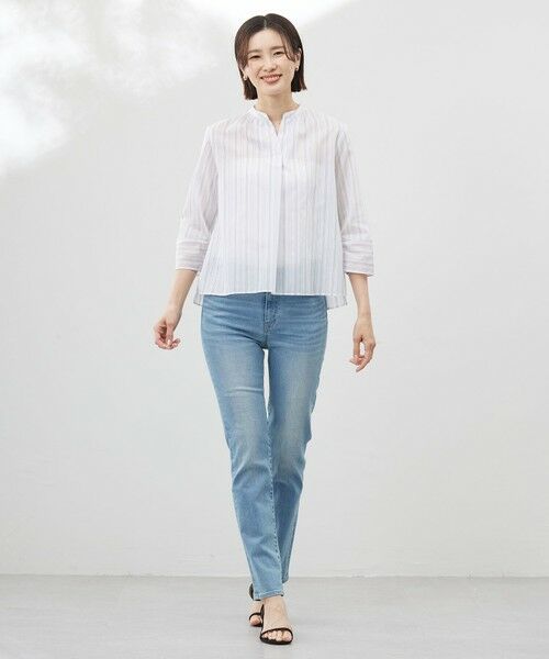 J.PRESS / ジェイプレス シャツ・ブラウス | 【洗える】ランダムストライプ スタンドカラー  ブラウス | 詳細1