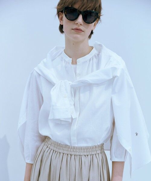 J.PRESS / ジェイプレス シャツ・ブラウス | 【洗える・接触冷感・吸水速乾】麻SOLID バンドカラー シャツ ブラウス | 詳細1