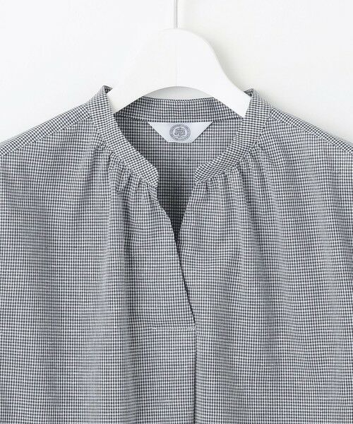 J.PRESS / ジェイプレス シャツ・ブラウス | 【洗える】リネンminiチェック バンドカラー プルオーバー ブラウス | 詳細5