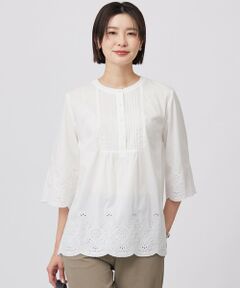 J.PRESS / ジェイプレス シャツ・ブラウス | 【洗える】セルロースライト刺繍 ピンタック ブラウス