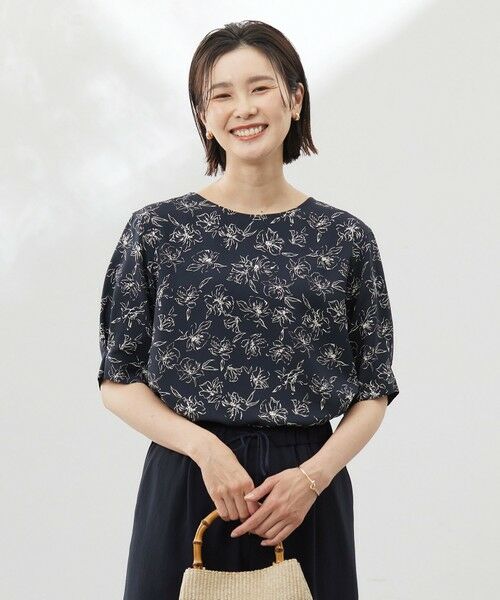 J.PRESS/ジェイプレス 【洗える】ラインフラワープリント ブラウス ネイビーベース系 9 J.PRESS/ジェイプレス 【洗える】ラインフラワープリント ブラウス ネイビーベース系 9