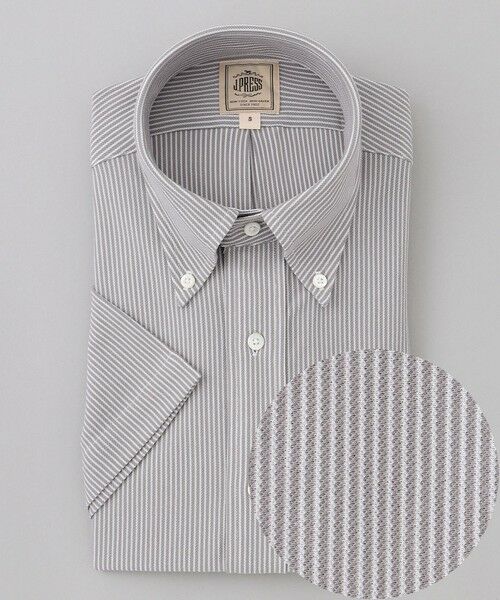 J.PRESS / ジェイプレス シャツ・ブラウス | 酷暑の清潔感もこれ一枚で【吸水速乾 / 抗菌防臭 / 防シワ】【J.PRESS OXFORD JERSEY】カノコインレイマイクロストライプ 半袖シャツ / B.D. | 詳細4