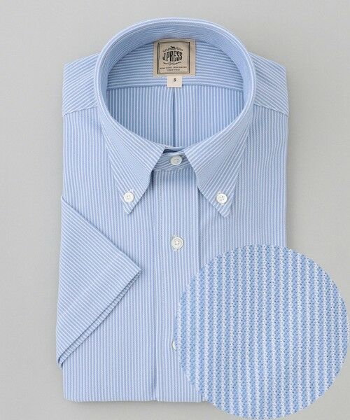 J.PRESS / ジェイプレス シャツ・ブラウス | 酷暑の清潔感もこれ一枚で【吸水速乾 / 抗菌防臭 / 防シワ】【J.PRESS OXFORD JERSEY】カノコインレイマイクロストライプ 半袖シャツ / B.D. | 詳細9