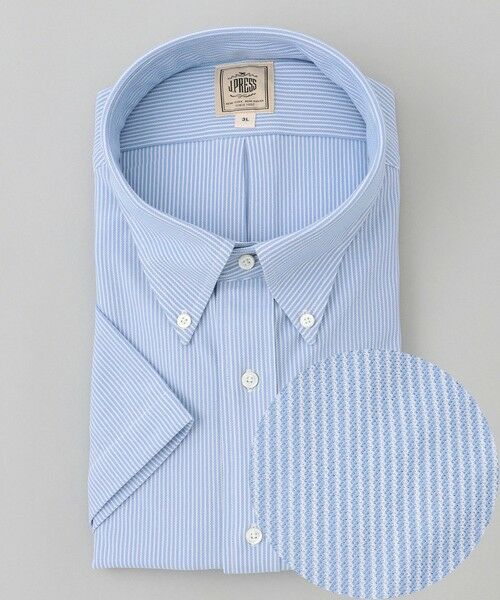 J.PRESS/ジェイプレス 【KING SIZE】【J.PRESS OXFORD JERSEY】カノコインレイマイクロストライプ パッチポケットシャツ / B.D. サックスブルー系1 2L J.PRESS/ジェイプレス 【KING SIZE】【J.PRESS OXFORD JERSEY】カノコインレイマイクロストライプ パッチポケットシャツ / B.D. サックスブルー系1 2L