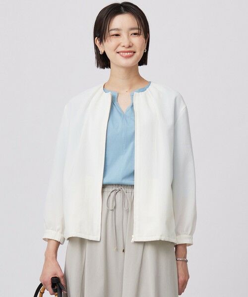 J.PRESS/ジェイプレス 【洗える・接触冷感・防シワ・吸水速乾】BREEZE COOL ノーカラー ブルゾン オフホワイト系 11 J.PRESS/ジェイプレス 【洗える・接触冷感・防シワ・吸水速乾】BREEZE COOL ノーカラー ブルゾン オフホワイト系 11